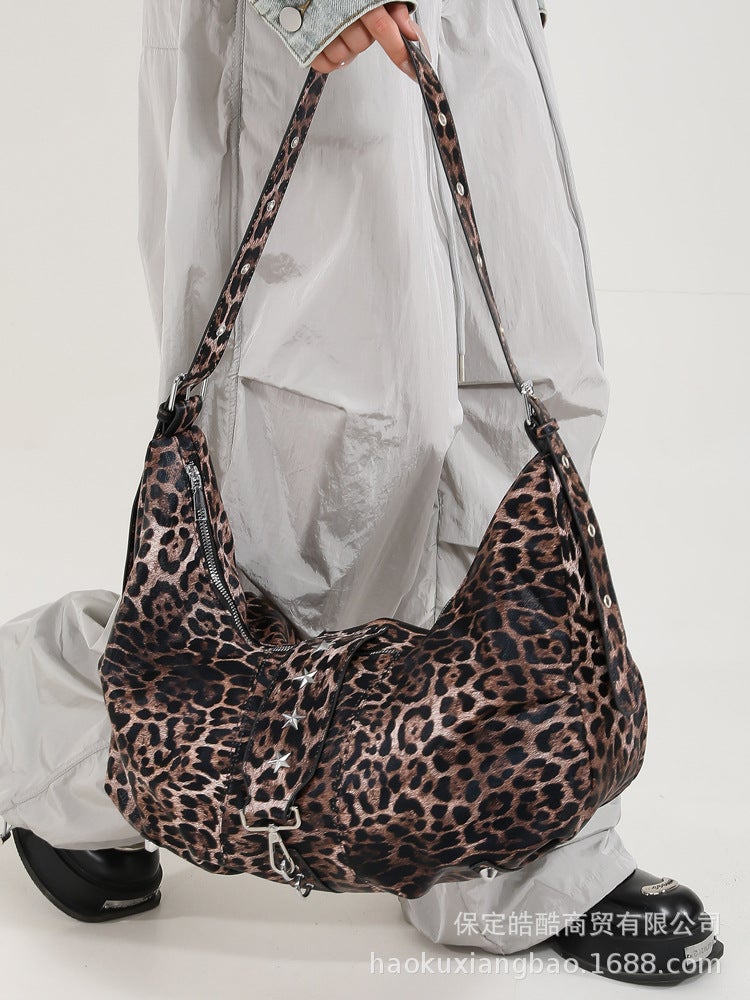 Bag Women'S Tote Bag Large Capacity Crossbody Shoulder Leopard Print All-Match College Student Class Bag - Image 5