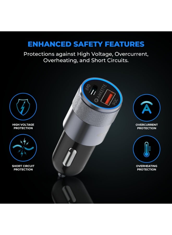 أمكيت شاحن سيارة PowerPro بقدرة 52 واط | شحن سريع عالمي | منفذ مزدوج USB-C و USB-A | شحن ذكي متكيف | توافق الهاتف الذكي والكمبيوتر اللوحي والكمبيوتر المحمول | مدمج وخفيف الوزن وآمن ومتين - Image 5