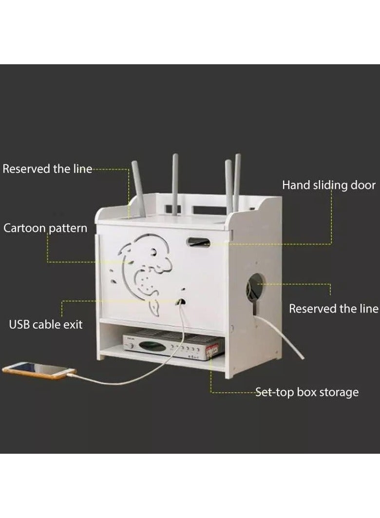 TPGP Router Storage Box Plastic/Network Set-top Box Router Organizer TV Lower Row Socket Occlusion Rack Wireless WiFi Shelf - Image 2