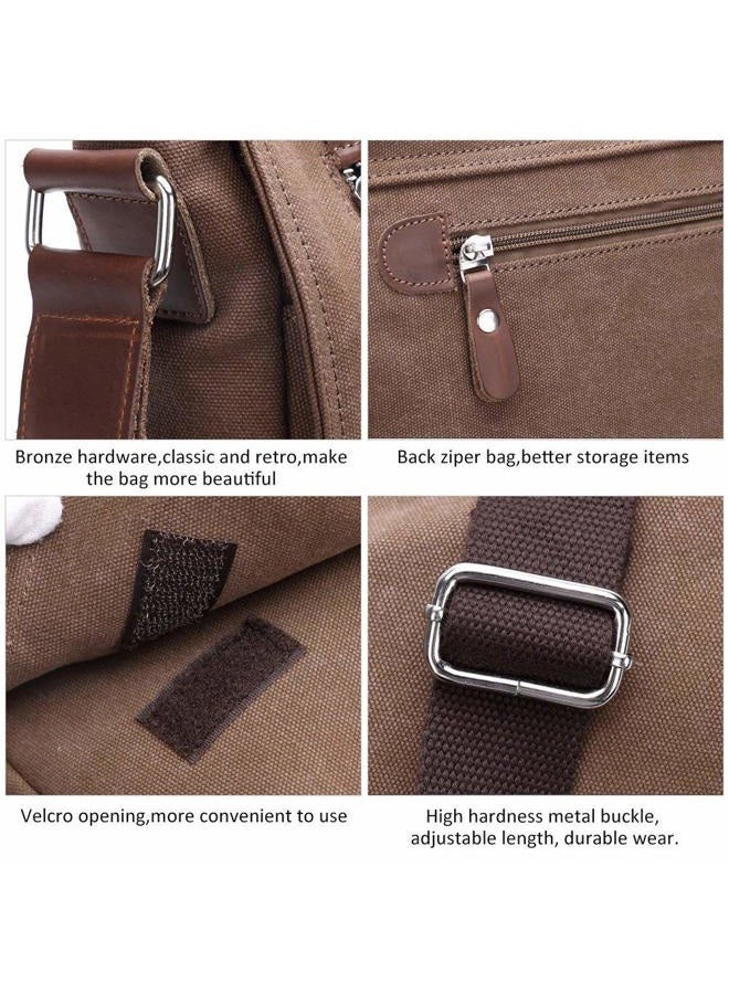 AUGUR Unisex Messenger Bag Casual Canvas Bag Shoulder Sling Bag Satchel Messenger Bag for Men Work Office 13 inch Laptop Bag (Medium-Coffee) - Image 3