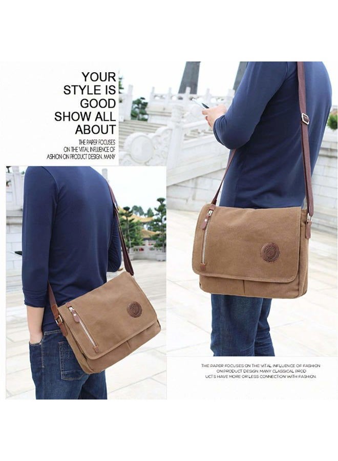 AUGUR Unisex Messenger Bag Casual Canvas Bag Shoulder Sling Bag Satchel Messenger Bag for Men Work Office 13 inch Laptop Bag (Medium-Coffee) - Image 5