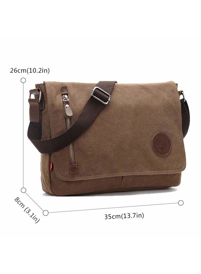 AUGUR Unisex Messenger Bag Casual Canvas Bag Shoulder Sling Bag Satchel Messenger Bag for Men Work Office 13 inch Laptop Bag (Medium-Coffee) - Image 2