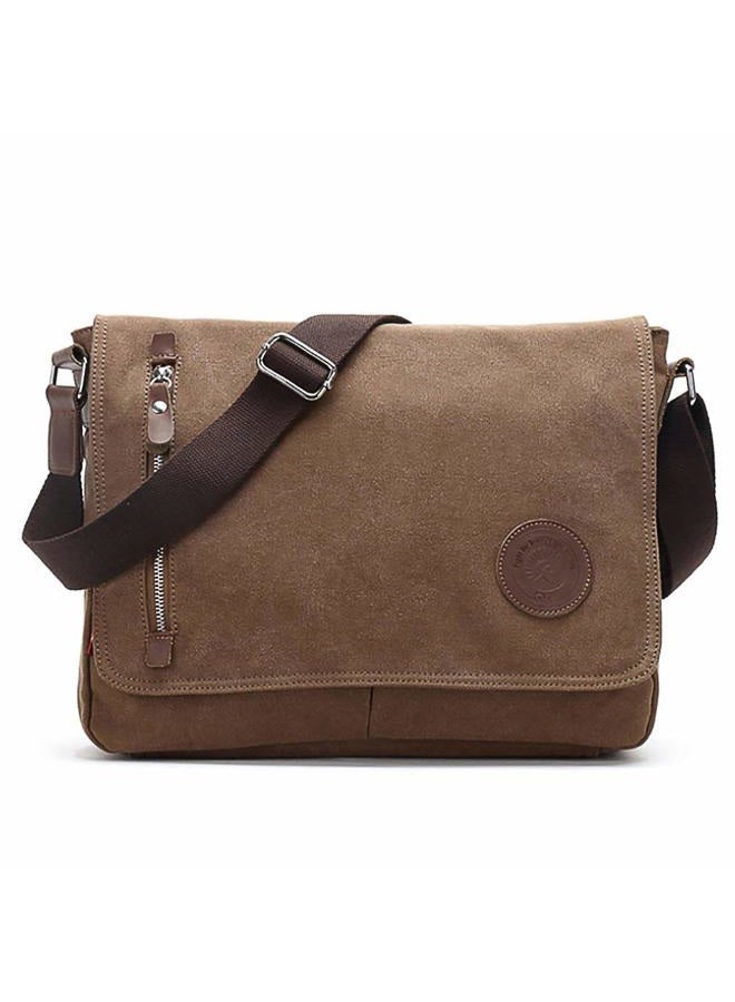 AUGUR Unisex Messenger Bag Casual Canvas Bag Shoulder Sling Bag Satchel Messenger Bag for Men Work Office 13 inch Laptop Bag (Medium-Coffee) - Image 1