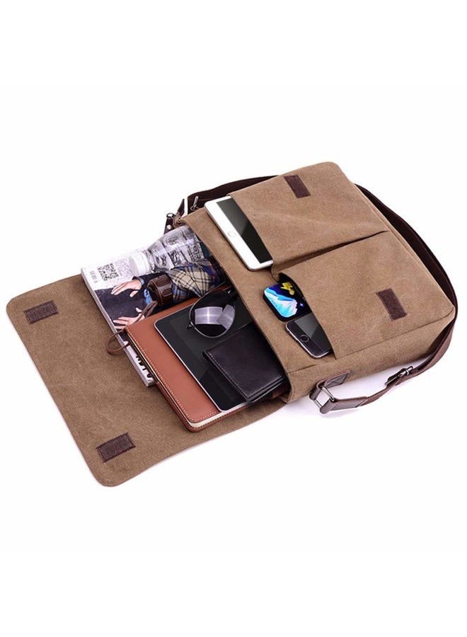 AUGUR Unisex Messenger Bag Casual Canvas Bag Shoulder Sling Bag Satchel Messenger Bag for Men Work Office 13 inch Laptop Bag (Medium-Coffee) - Image 4