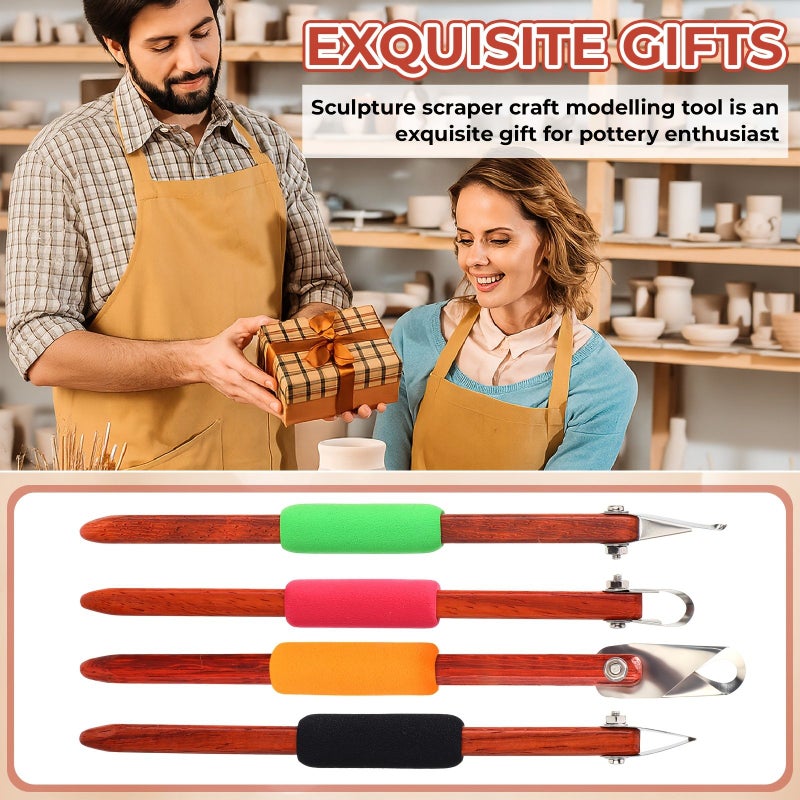 4Pcs Pottery Carving Tool Set Clay Sculpting Tools for Ceramic Shaping DIY Crafts Graffiti Detailing Body Shaping Modeling Mud Scraping Line Carving Detailed Engraving - Image 1