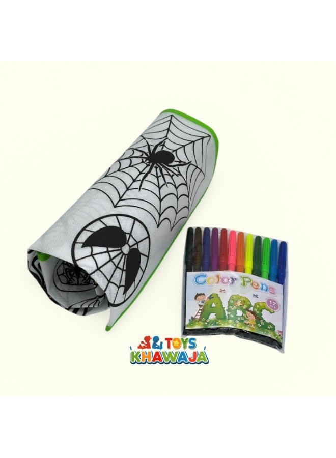 SPIDERMAN Spider Hero Coloring Mat for Kids – 50×50 cm Drawing Roll with 12 Color Pens – Creative Art Play Set for Boys and Girls - Image 2