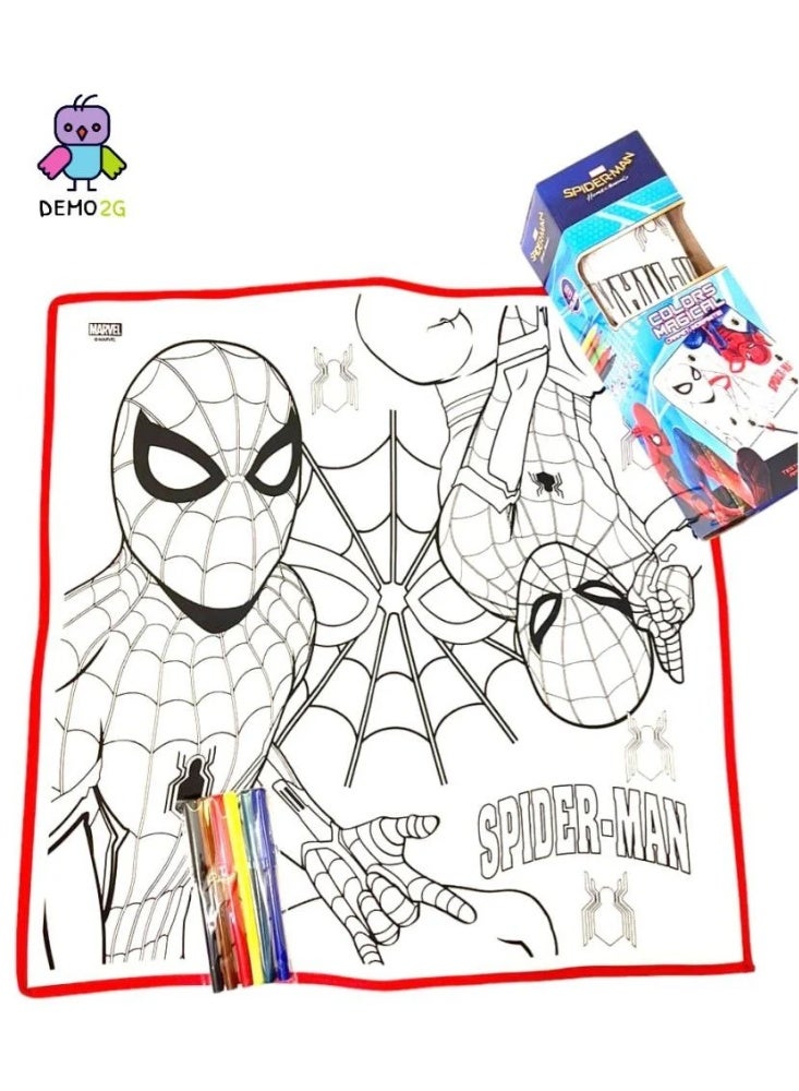 SPIDERMAN Spider Hero Coloring Mat for Kids – 50×50 cm Drawing Roll with 12 Color Pens – Creative Art Play Set for Boys and Girls - Image 3