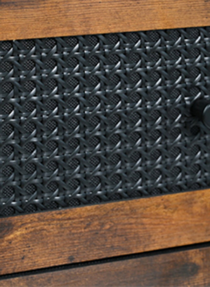 Ollieroo PVC Rattan Side Table with 3 Removable Fabric Drawers – Multi-Purpose Storage for Bedroom, Living Room, Office, and Kids’ Room, 40 × 30 × 65 cm, Vintage Finish - Image 4