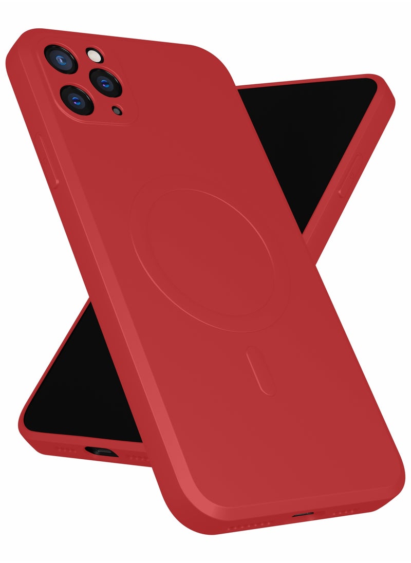 MOBILIUS - for iPhone 11 Pro Max Case, Soft Anti-Scratch Microfiber Lining, Compatible with MagSafe, Shockproof Phone Case for iPhone 11 Pro Max, Red - Image 1