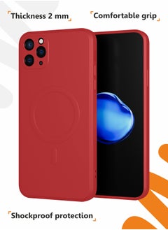 MOBILIUS for iPhone 11 Pro Max Case, Soft Anti-Scratch Microfiber Lining, Compatible with MagSafe, Shockproof Phone Case for iPhone 11 Pro Max, Red  - Image 5