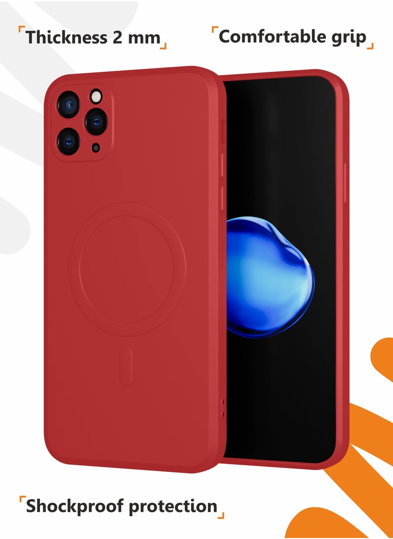 MOBILIUS - for iPhone 11 Pro Max Case, Soft Anti-Scratch Microfiber Lining, Compatible with MagSafe, Shockproof Phone Case for iPhone 11 Pro Max, Red - Image 1