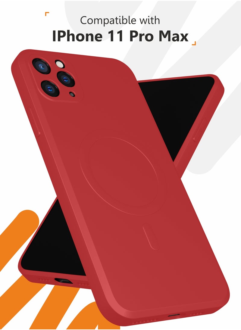 MOBILIUS - for iPhone 11 Pro Max Case, Soft Anti-Scratch Microfiber Lining, Compatible with MagSafe, Shockproof Phone Case for iPhone 11 Pro Max, Red - Image 1
