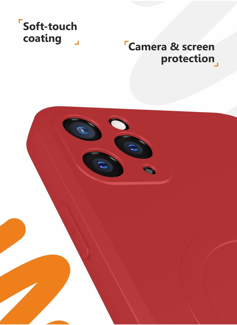 MOBILIUS - for iPhone 11 Pro Max Case, Soft Anti-Scratch Microfiber Lining, Compatible with MagSafe, Shockproof Phone Case for iPhone 11 Pro Max, Red - Image 1