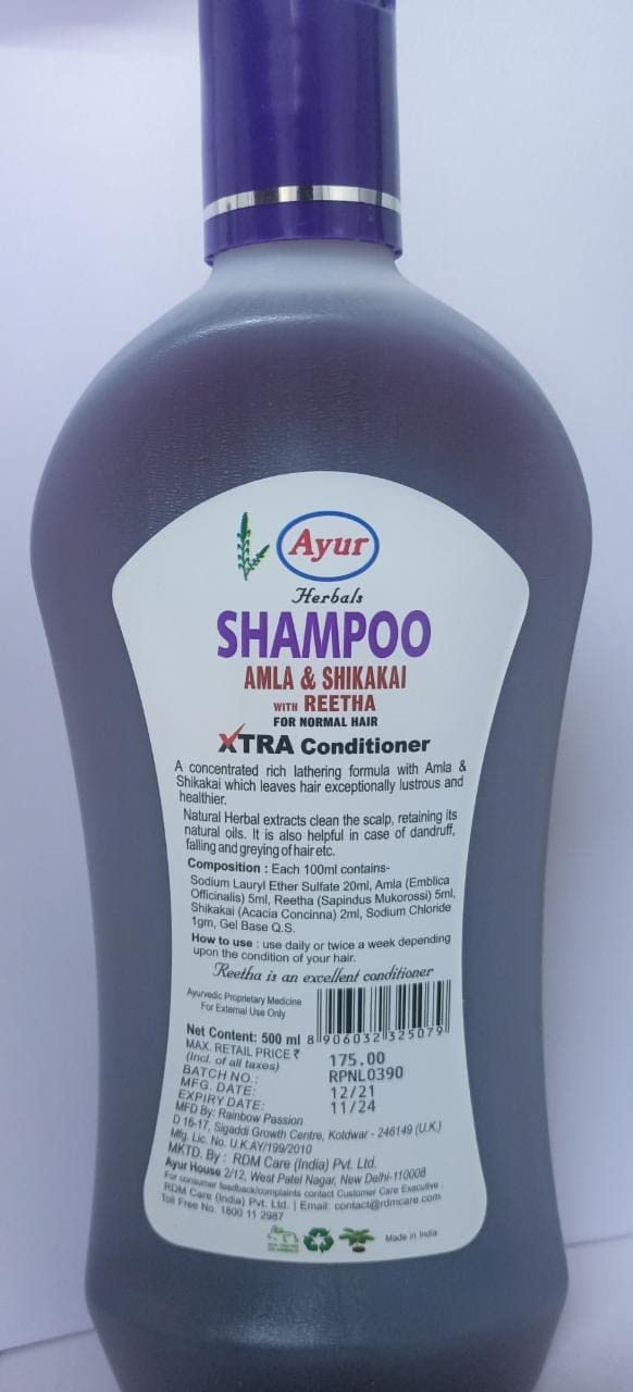 Ayur Herbals Shampoo Amla Shikakai with Reetha for Normal Hair 500ml - Image 4