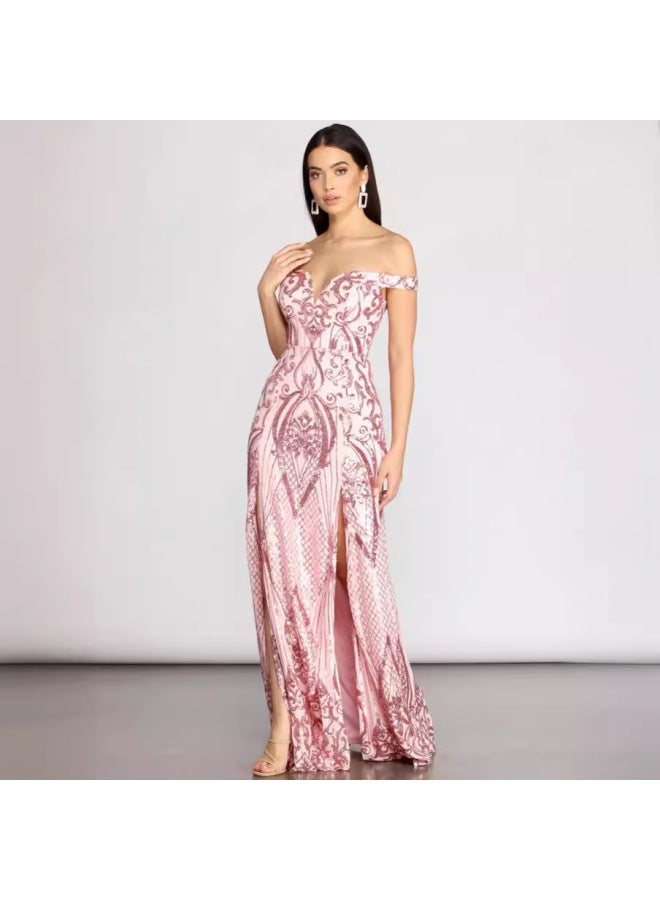 Mermaid Evening Dress New Sequin Dress One-shoulder Sequin Gown - Image 2