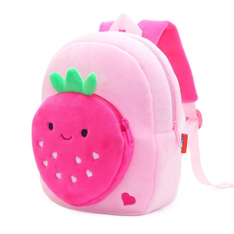 Plush Kids Backpack, Strawberry Fruit Design, Soft Lightweight School Bag for Toddlers and Preschool Kids - Image 2