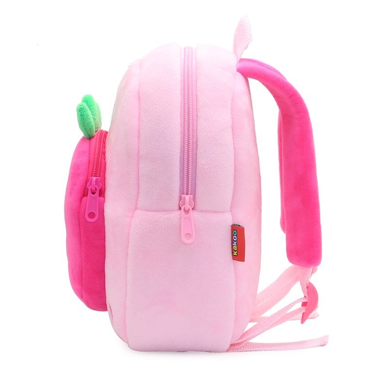 Plush Kids Backpack, Strawberry Fruit Design, Soft Lightweight School Bag for Toddlers and Preschool Kids - Image 3
