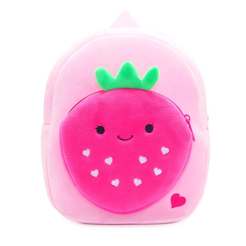 Plush Kids Backpack, Strawberry Fruit Design, Soft Lightweight School Bag for Toddlers and Preschool Kids - Image 5