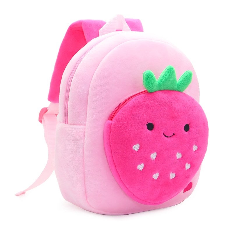 Plush Kids Backpack, Strawberry Fruit Design, Soft Lightweight School Bag for Toddlers and Preschool Kids - Image 4