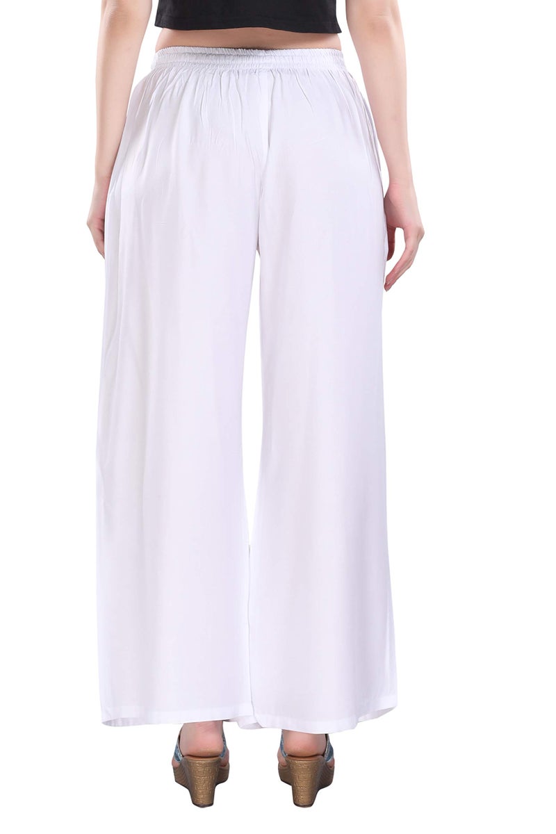 TRASA Ultra Soft Reyon Cotton Regular and Plus Palazzo for Womens and Girls - White - 5XL, Mid Rise - Image 5