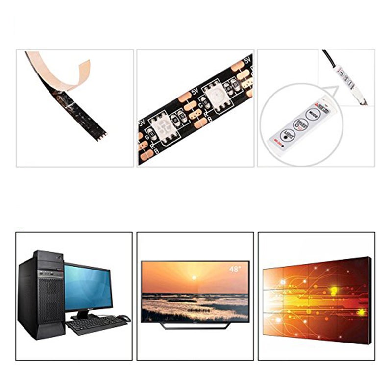 📱 شريط إضاءة LED متعدد الألوان قابل للتغيير طوله متر مع كبل USB تيار مستمر 5 شريط مرن للإضاءة الخلفية للتلفاز والديكور يحتوي على 120 LED - Image 4