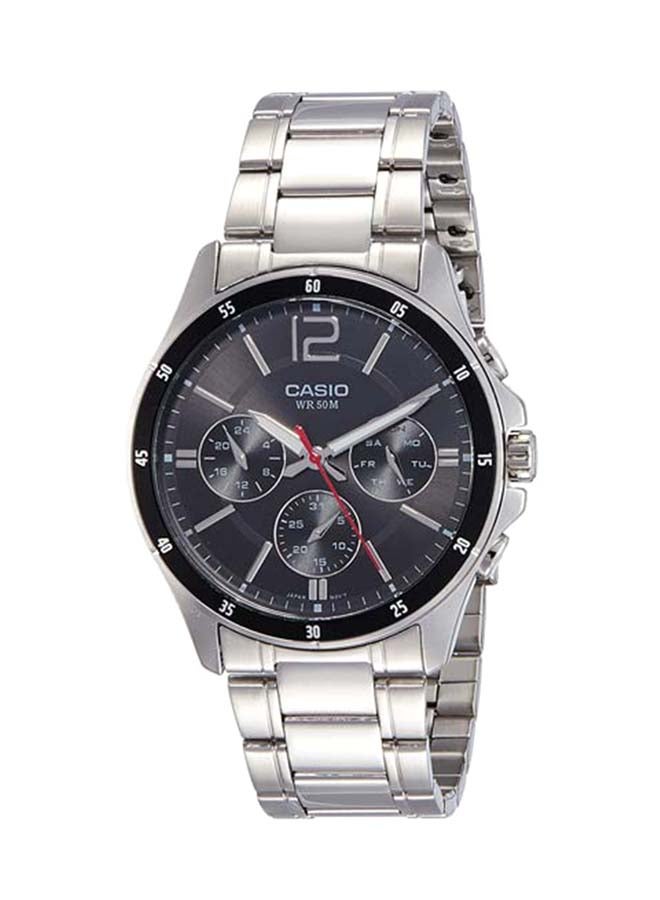 CASIO Men Enticer Water Resistant Stainless Steel Analog Watch MTP1374D - 44 mm - Silver - Image 1