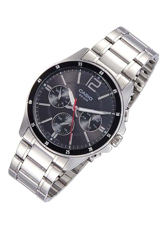 CASIO Men Enticer Water Resistant Stainless Steel Analog Watch MTP1374D - 44 mm - Silver - Image 4