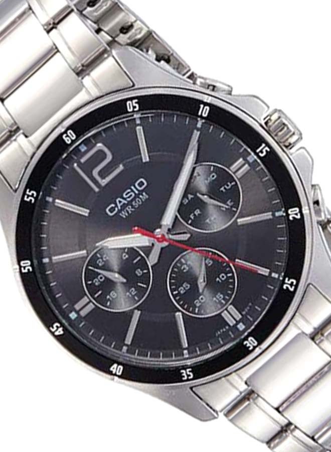 CASIO Men Enticer Water Resistant Stainless Steel Analog Watch MTP1374D - 44 mm - Silver - Image 3