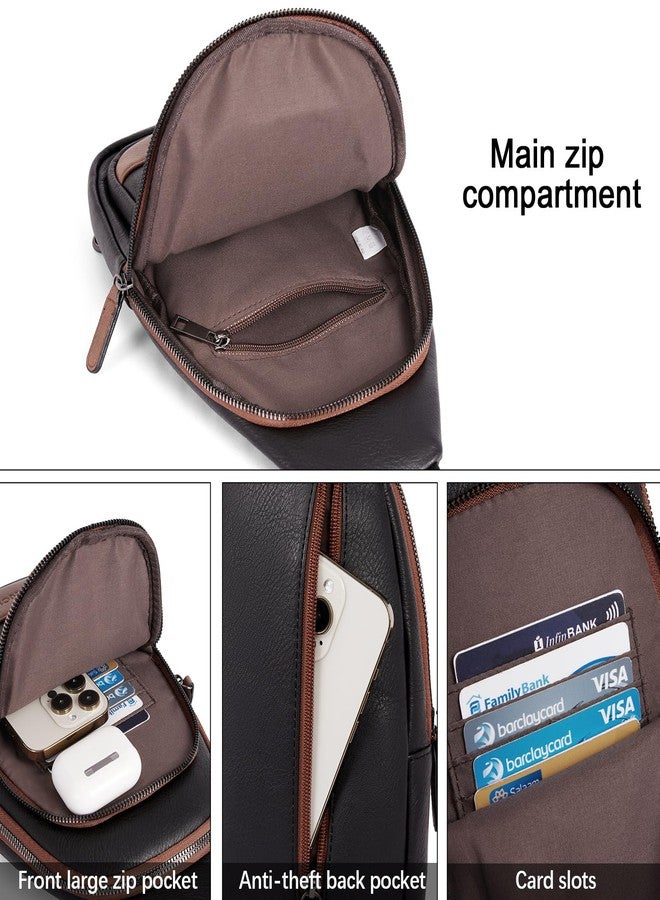 CLUCI Crossbody Bags for Women Men,Leather Sling Bag Cross Body Backpack for Woman Travel Essentials Birthday Gifts, 0-0 Black With Brown, Stylish - Image 4