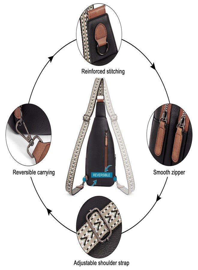 CLUCI Crossbody Bags for Women Men,Leather Sling Bag Cross Body Backpack for Woman Travel Essentials Birthday Gifts, 0-0 Black With Brown, Stylish - Image 5