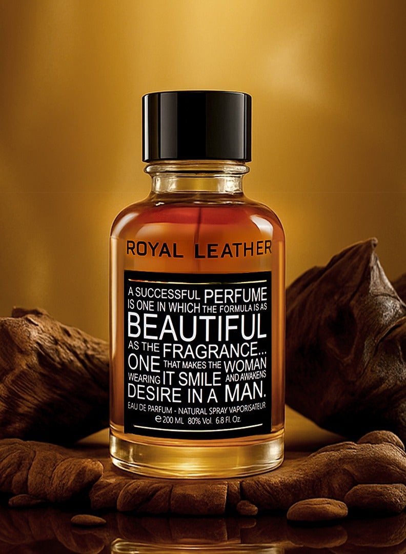 Linea De Bella Beautiful Royal Leather 200ml - Luxury Oud Perfume for Men with Woody & Leather Notes | Amber & Leather Perfume for Men – Long Lasting - Image 1
