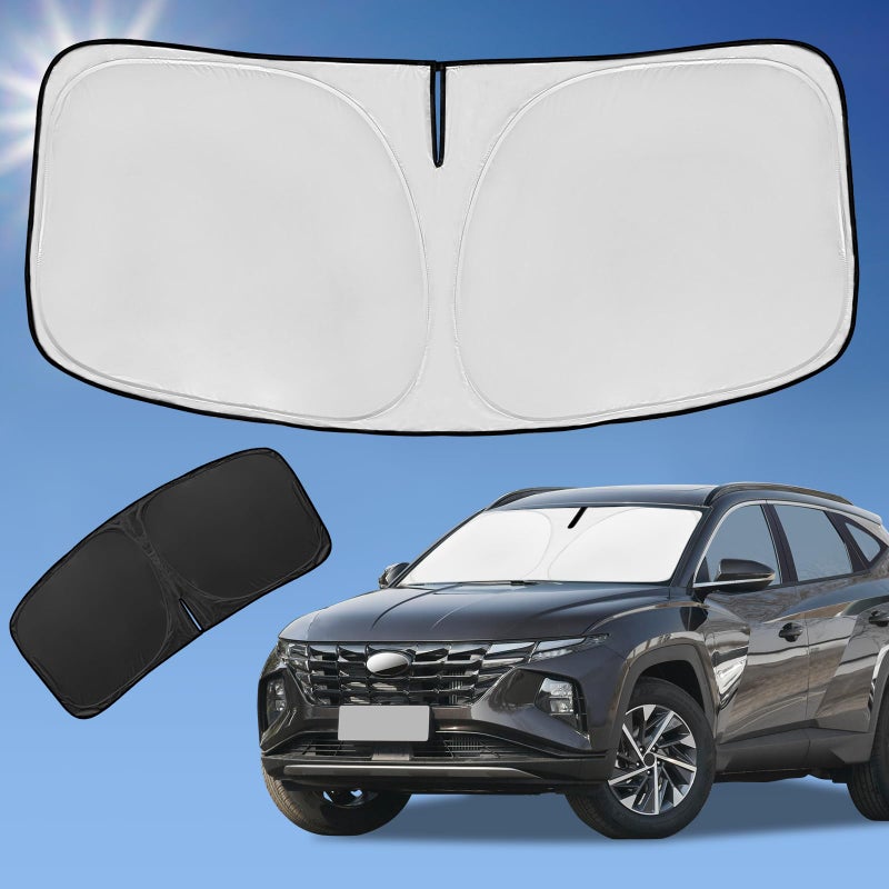 Sun Shade Sunshade for Hyundai Tucson 20222024 2025 2026 Windshield Cover4Layer Front Window Shade Custom fit Tucson Sun Visor 240T Retractable Shade Blocks UV Rays Cooler Car Accessories