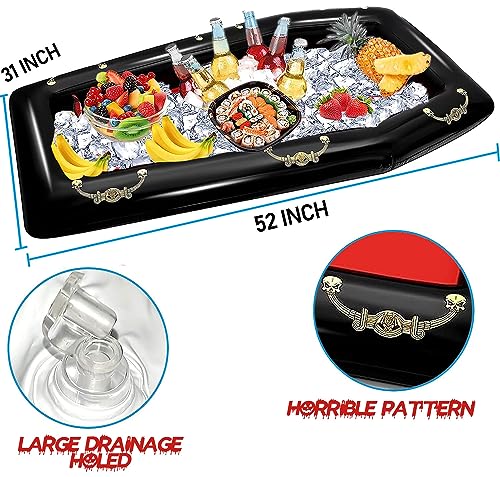DredQcco 52Inch Inflatable Coffin Cooler Coffin Pool Float Inflatable Ice Chest Buffet Cooler Drink Beverage for Halloween Party Spooky Decor Cooler Pool Party Picnic Barbecue Coffin Cooler - Image 3