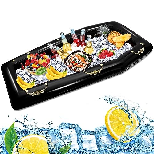 DredQcco 52Inch Inflatable Coffin Cooler Coffin Pool Float Inflatable Ice Chest Buffet Cooler Drink Beverage for Halloween Party Spooky Decor Cooler Pool Party Picnic Barbecue Coffin Cooler - Image 1