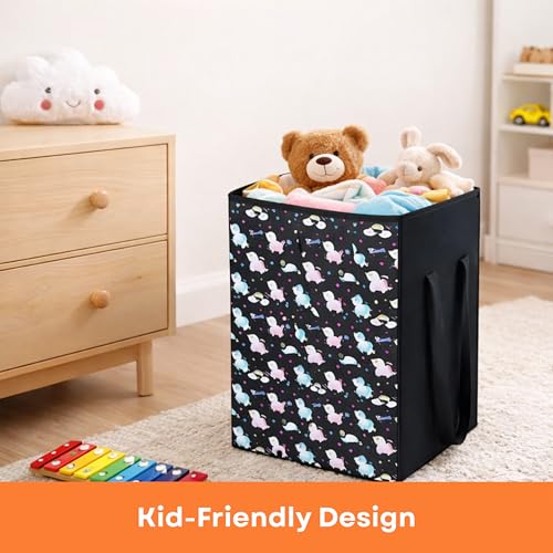 Sopent 50L Storage Box and Organiser with Lid – Unicorn Print Foldable Fabric Toy Box for Kids Room, Playroom, Nursery, Big Storage Basket with Lid for Toys - Image 2