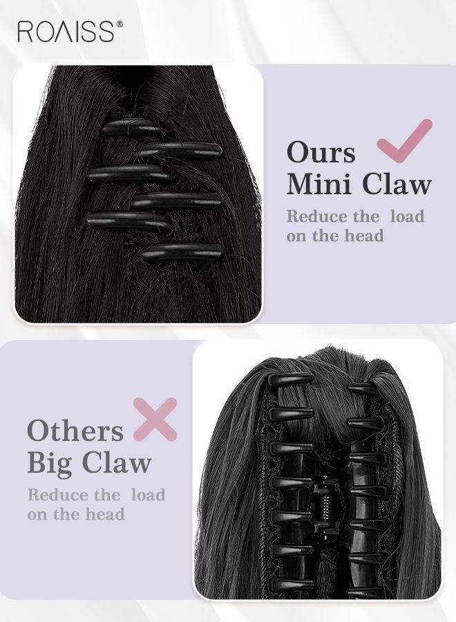 roaiss Long Wavy Ponytail Extensions Mini Claw Clip Natural Ponytail Wig Hair Extension Synthetic Hairpiece for Women Girls Party Hairstyle Soft Daily Use 50CM - Brown - Image 4