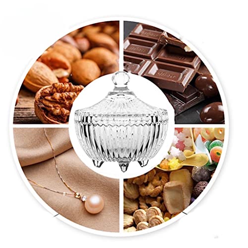 Mevanta Premium Glass Candy Dish with Lid, Clear Glass Candy Jar, Cookie Jar, Decorative Candy Bowl, Jewellery Dish,Jars for Buffet, Kitchen, Home, Office Desk - Image 4