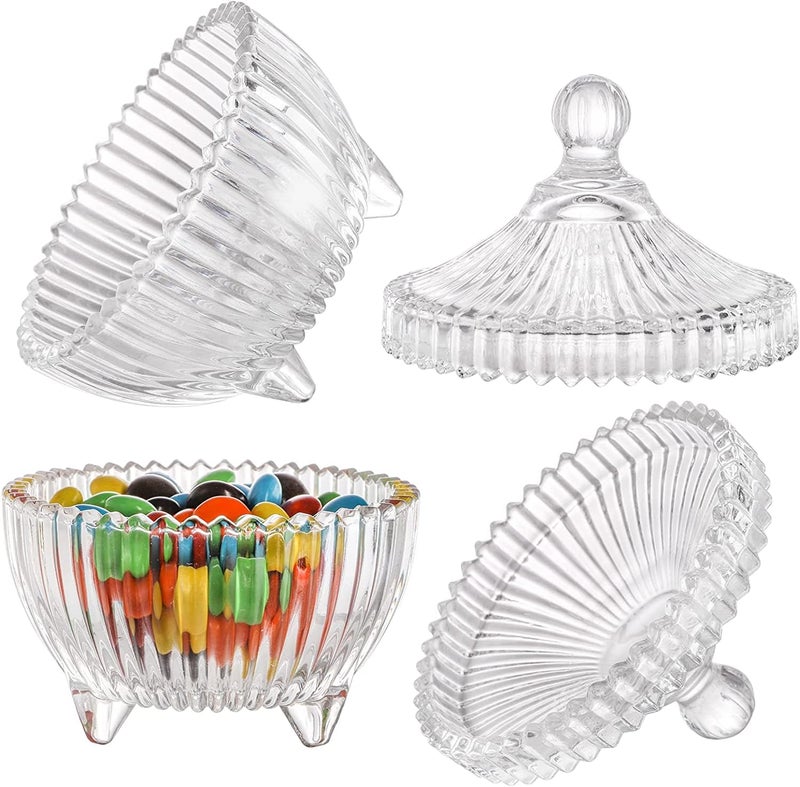 Mevanta Premium Glass Candy Dish with Lid, Clear Glass Candy Jar, Cookie Jar, Decorative Candy Bowl, Jewellery Dish,Jars for Buffet, Kitchen, Home, Office Desk - Image 3