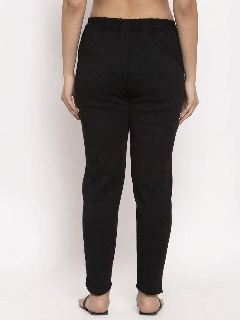 TREND LEVEL Woolen Pant Trouser for Women | Pure Wool | Comfort Fit | Both Side Pockets (XL, Black) - Image 2