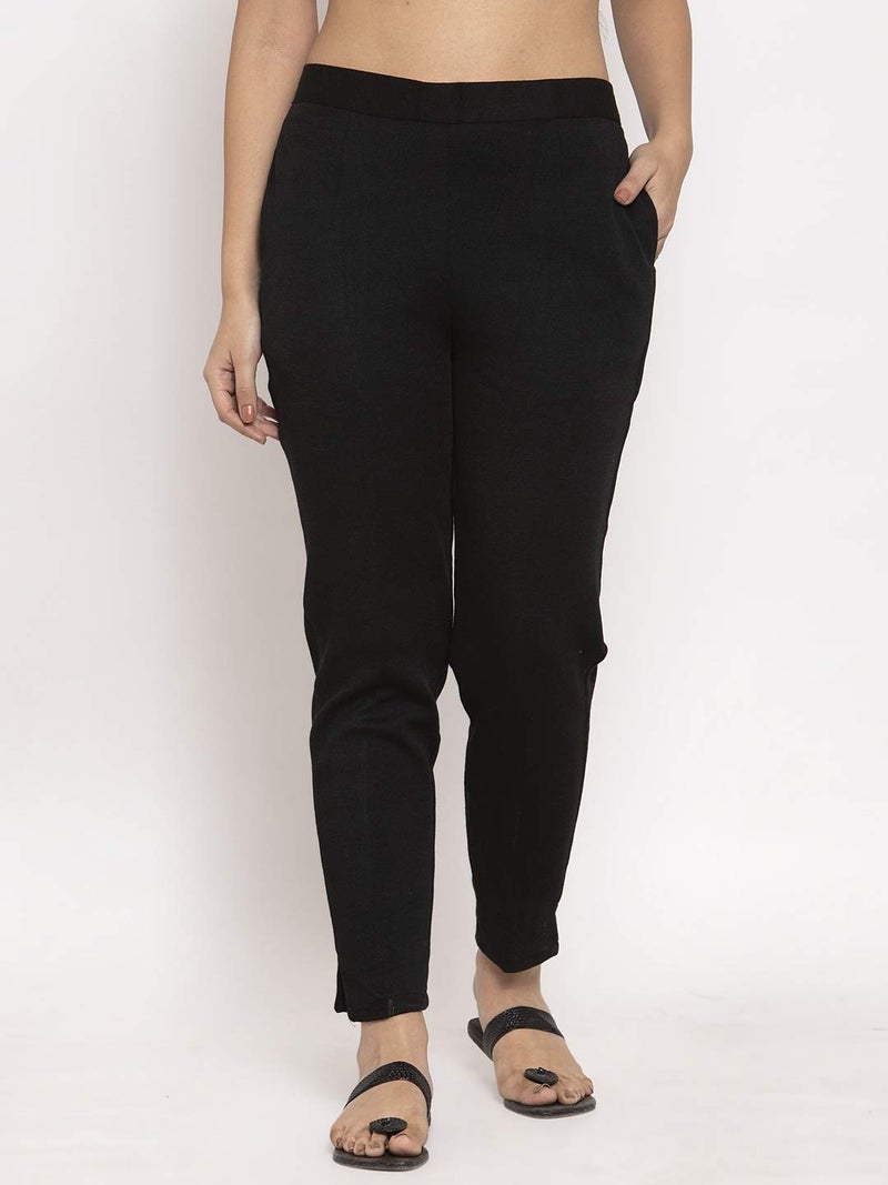TREND LEVEL Woolen Pant Trouser for Women | Pure Wool | Comfort Fit | Both Side Pockets (XL, Black) - Image 4