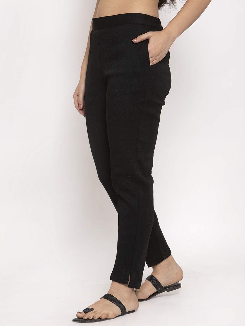 TREND LEVEL Woolen Pant Trouser for Women | Pure Wool | Comfort Fit | Both Side Pockets (XL, Black) - Image 3