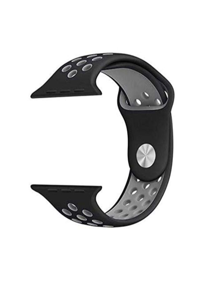 NIBEMINENT Breathable with holes sport silicone watch Band For Smart Watch 42mm Bracelet Strap Gray - Image 1