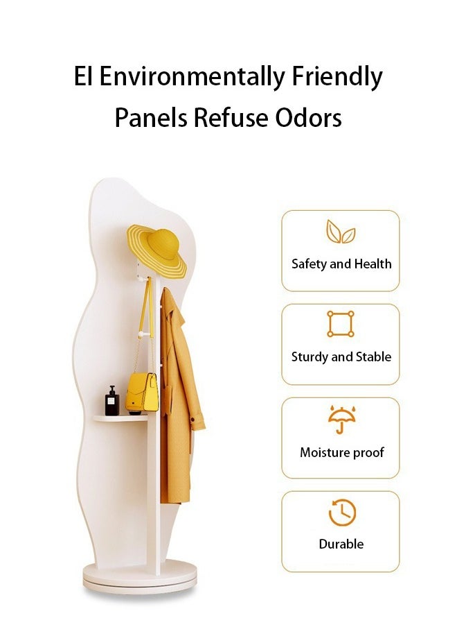 Arabest 3-in-1 Floor to Ceiling Full Body Mirror, Rotating Solid Wood Frame Bedroom Floor to Ceiling Mirror, With Clothes and Hat Hook Components and Horizontal Storage Rack, Solid Wood Mirror (Natural)  - Image 4