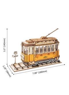 Robotime Rolife Tramcar TG505,Assembly Brain Teaser 3D Wooden Puzzle DIY Build Model Crafts Kits, Unique Home Decor Birthday Gifts for Teens or Adults  - Image 2