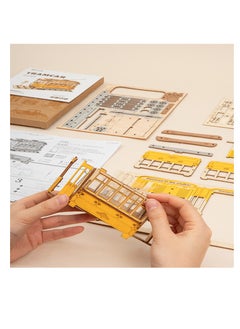 Robotime Rolife Tramcar TG505,Assembly Brain Teaser 3D Wooden Puzzle DIY Build Model Crafts Kits, Unique Home Decor Birthday Gifts for Teens or Adults  - Image 4
