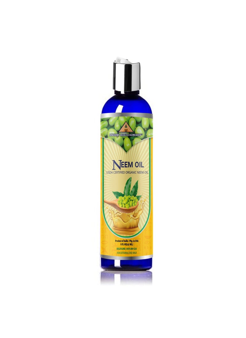 ancient health remedies - Ancient Health Remedies ColdPressed Unrefined USDA Certified Organic Neem Oil Pure  All NaturalExcellent Bulk Carrier Oil For Antiaging Healthy Hair  Skin INDIA 8 oz - Image 1