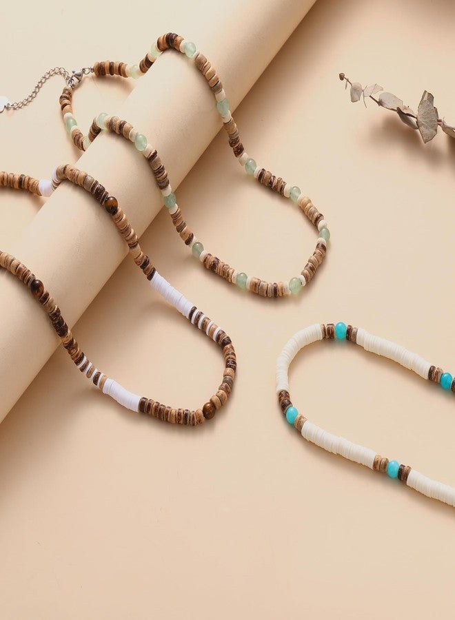 Btysun Bead Necklace, Necklaces for Men Teen Boys Summer Beach Gifts Choker Necklace Boho Cocount Husk Beaded Necklaces Adjustable Christmas Jewelry Stocking Stuffers for Teens - Image 3