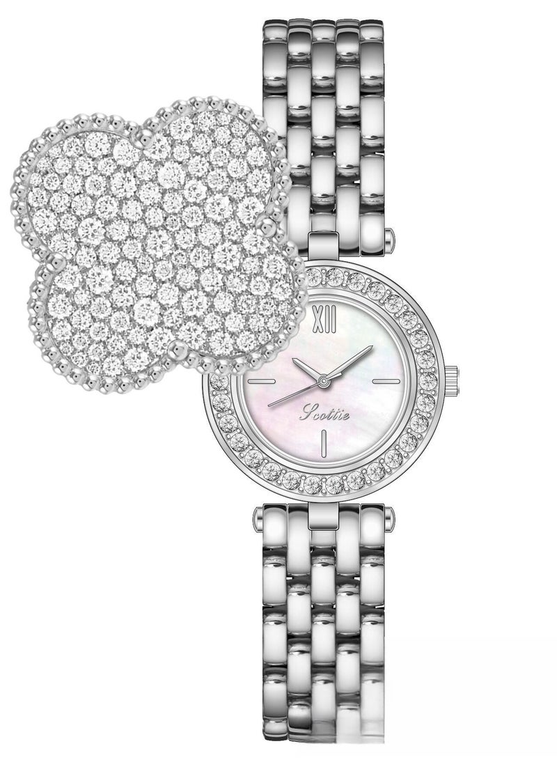 Scotties Women's Watch With Rotatable Steel Strap And Full Diamond Cover, Featuring High Looks For Women - Image 1