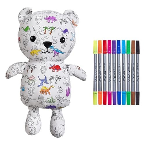 eatsleepdoodle Coloring Bear Plush Toy for Kids DIY Stuffed Animal with Washable Markers Reusable Colorable Doodle Teddy Bear for Boys Girls Creative Gift for Art PlaytimeArts Crafts Toy - Image 1