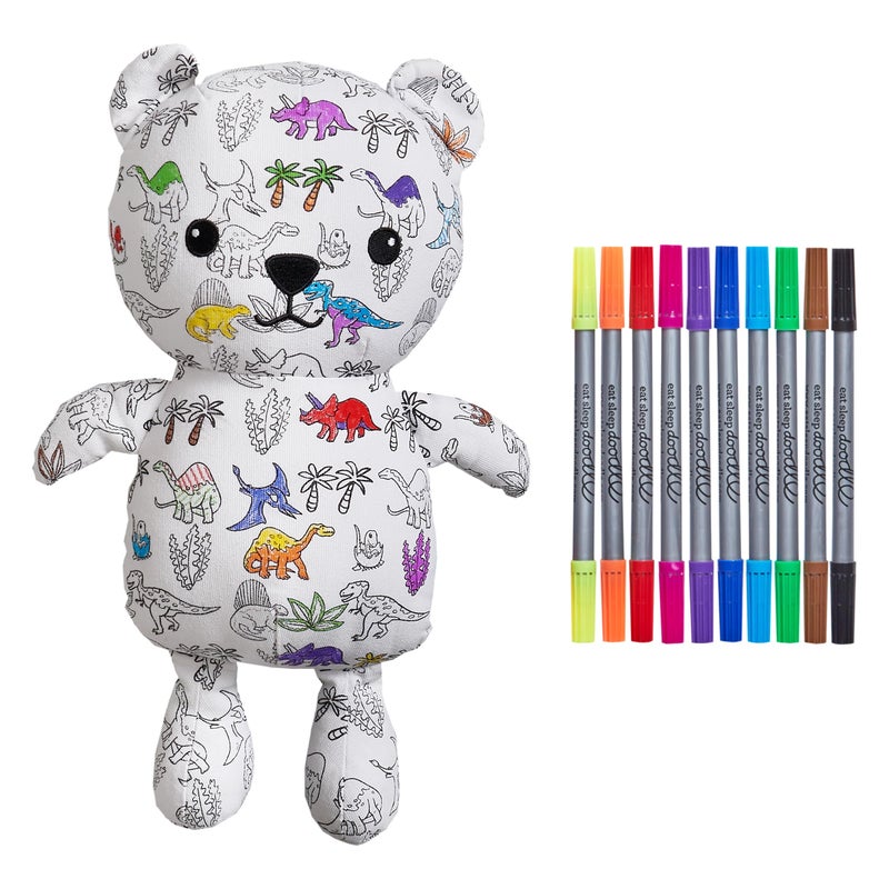 eatsleepdoodle Coloring Bear Plush Toy for Kids DIY Stuffed Animal with Washable Markers Reusable Colorable Doodle Teddy Bear for Boys Girls Creative Gift for Art PlaytimeArts Crafts Toy - Image 3